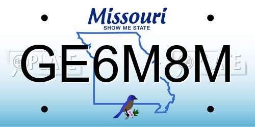 GE6M8M Missouri License Plate
