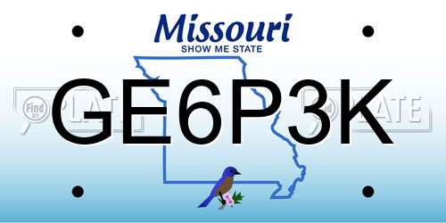 GE6P3K Missouri License Plate