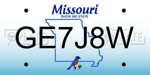GE7J8W Missouri License Plate