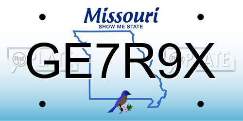GE7R9X Missouri License Plate