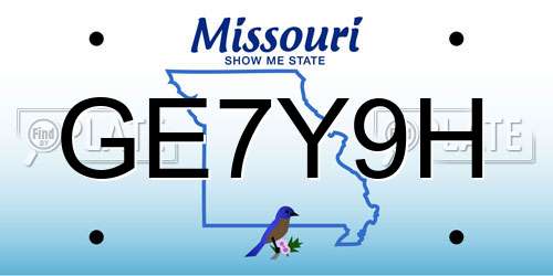 GE7Y9H Missouri License Plate