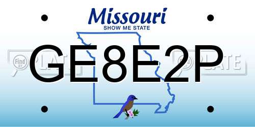 GE8E2P Missouri License Plate