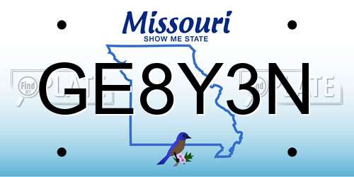 GE8Y3N Missouri License Plate
