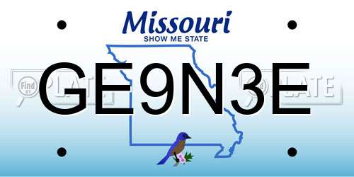 GE9N3E Missouri License Plate
