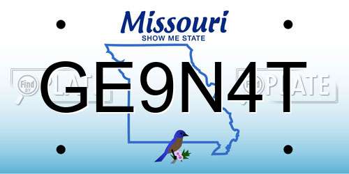 GE9N4T Missouri License Plate
