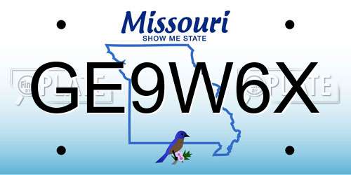 GE9W6X Missouri License Plate