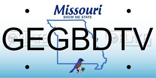 GEGBDTV Missouri License Plate