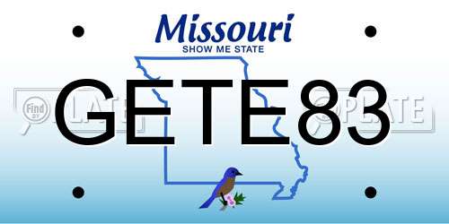 GETE83 Missouri License Plate