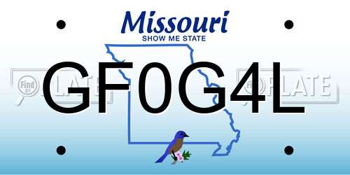 GF0G4L Missouri License Plate