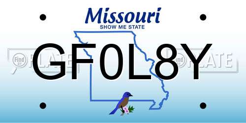 GF0L8Y Missouri License Plate