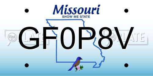 GF0P8V Missouri License Plate