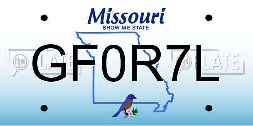 GF0R7L Missouri License Plate