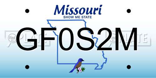 GF0S2M Missouri License Plate