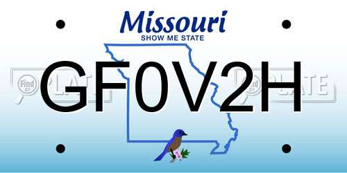 GF0V2H Missouri License Plate