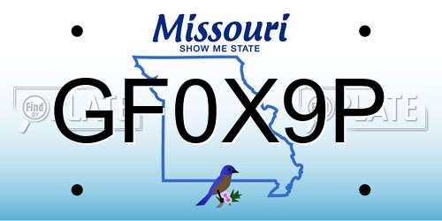 GF0X9P Missouri License Plate