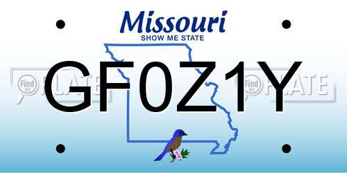 GF0Z1Y Missouri License Plate