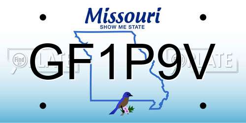 GF1P9V Missouri License Plate
