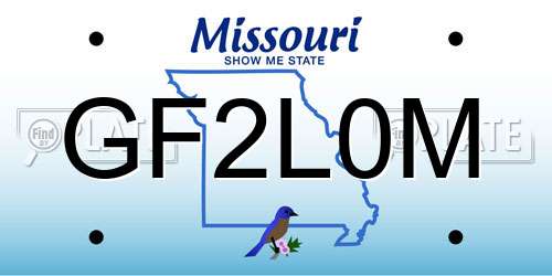 GF2L0M Missouri License Plate