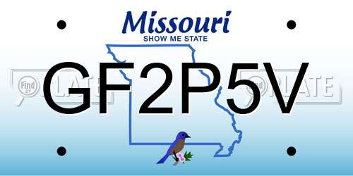 GF2P5V Missouri License Plate
