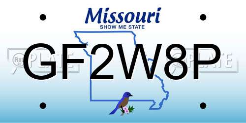 GF2W8P Missouri License Plate