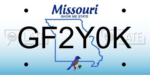 GF2Y0K Missouri License Plate