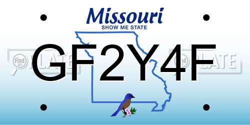 GF2Y4F Missouri License Plate