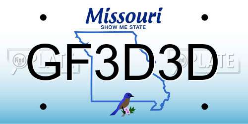 GF3D3D Missouri License Plate