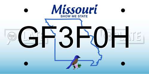 GF3F0H Missouri License Plate