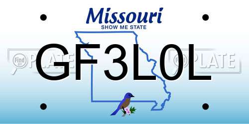 GF3L0L Missouri License Plate