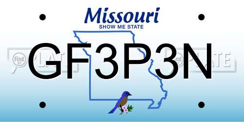 GF3P3N Missouri License Plate