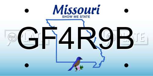GF4R9B Missouri License Plate