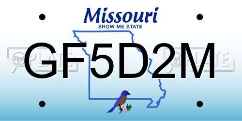 GF5D2M Missouri License Plate