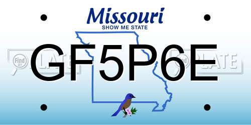 GF5P6E Missouri License Plate