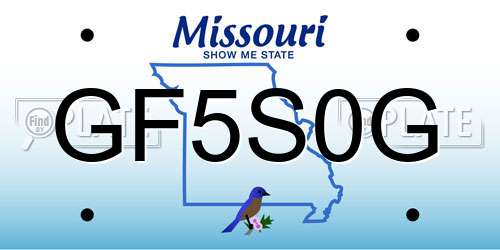 GF5S0G Missouri License Plate