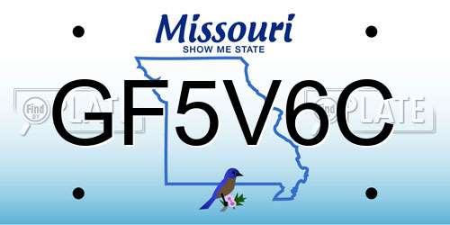 GF5V6C Missouri License Plate