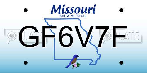GF6V7F Missouri License Plate