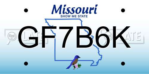 GF7B6K Missouri License Plate