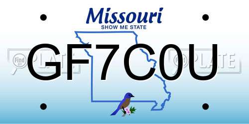 GF7C0U Missouri License Plate