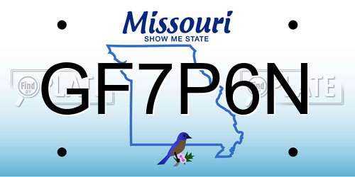 GF7P6N Missouri License Plate