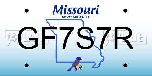 GF7S7R Missouri License Plate