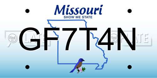 GF7T4N Missouri License Plate