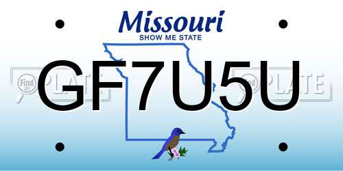 GF7U5U Missouri License Plate