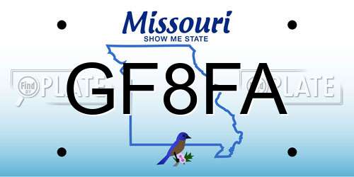 GF8FA Missouri License Plate