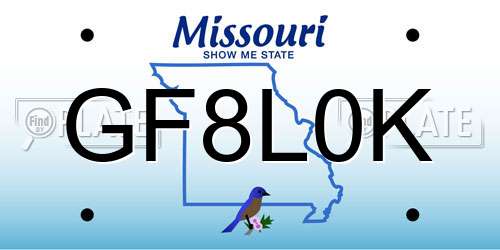 GF8L0K Missouri License Plate