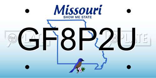 GF8P2U Missouri License Plate
