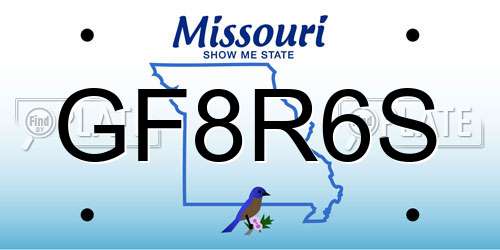 GF8R6S Missouri License Plate