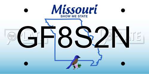 GF8S2N Missouri License Plate
