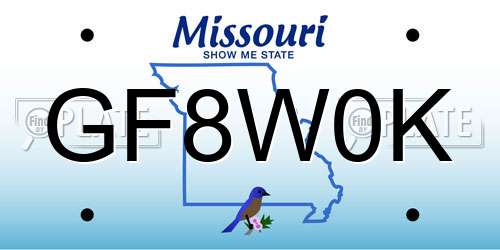 GF8W0K Missouri License Plate