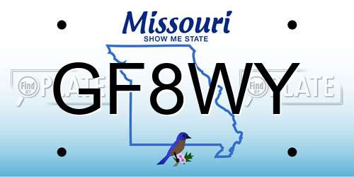 GF8WY Missouri License Plate