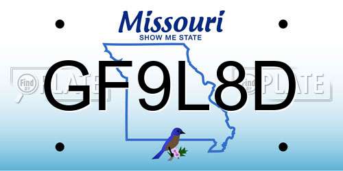 GF9L8D Missouri License Plate
